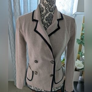 Ann Tayor LOFT Light Brown and Black Double Breasted Knit jacket